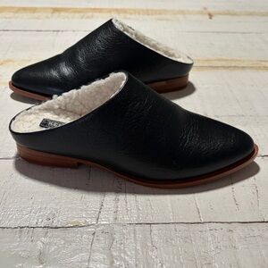 Kelsi Dagger Sail Mules NEW size 6.5 Black Leather Faux Shearling Slip On Clogs